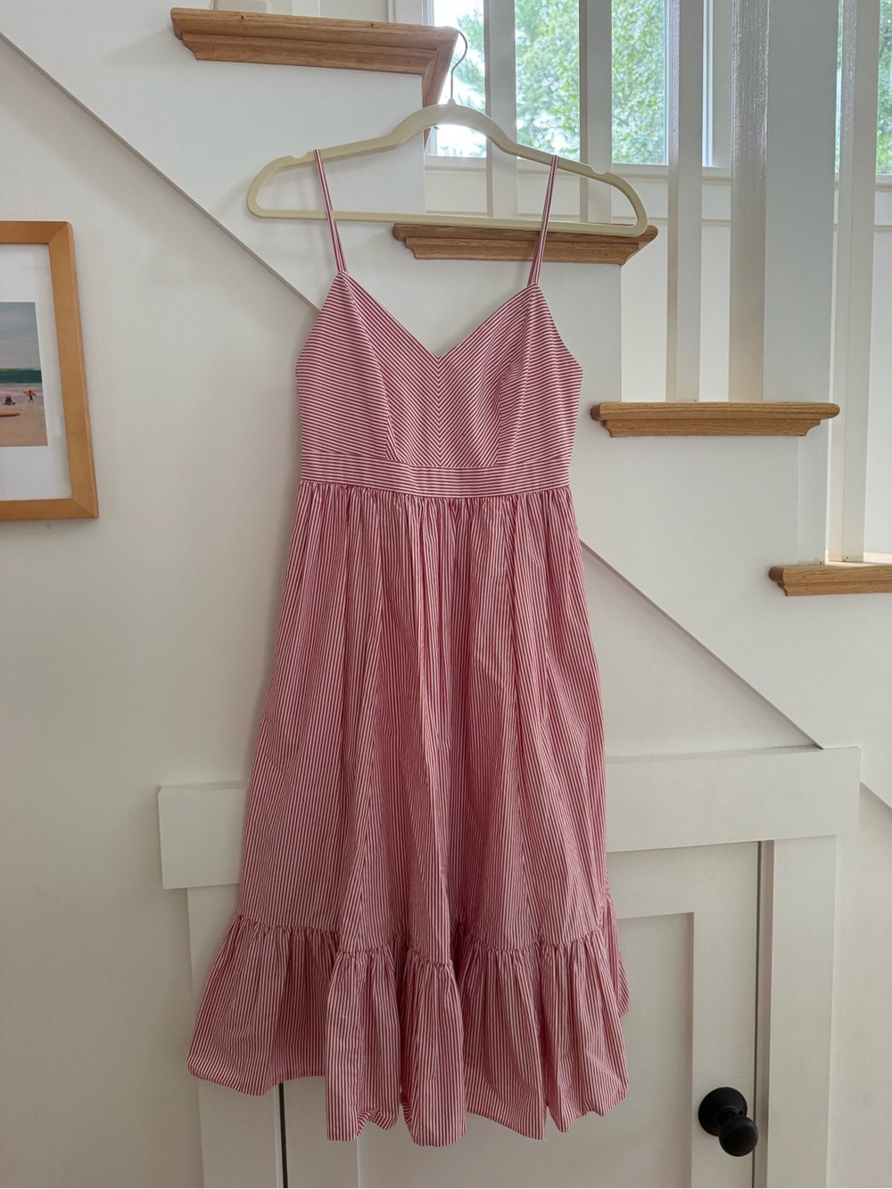 J Crew Striped Sundress with Ruffle Hem